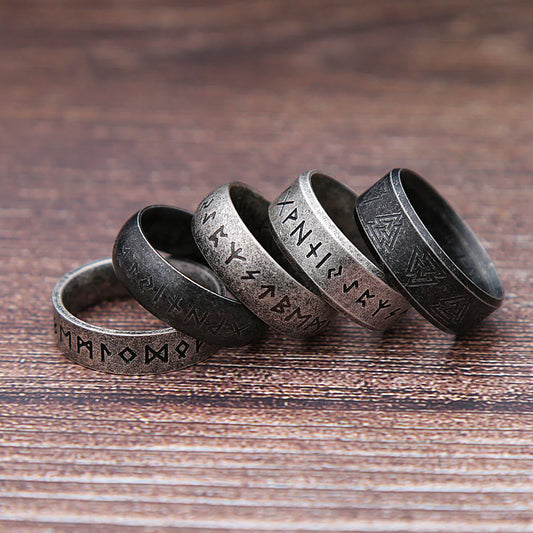 Bague Viking Runiques En Acier 316L – Style Nordique