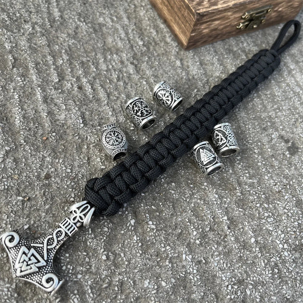 Bracelet Viking Marteau de Thor & Valknut – Corde Tressée Nordique - Nordikfuri