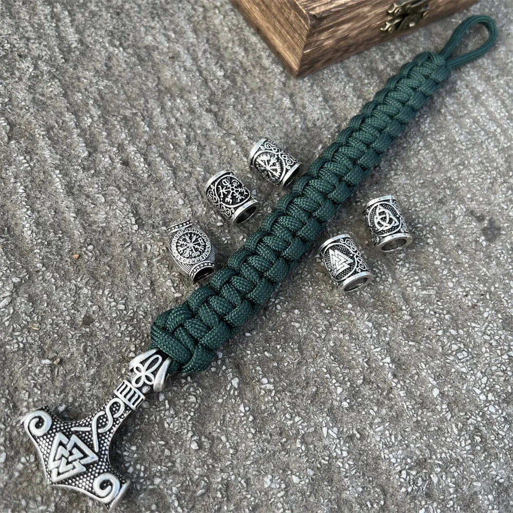 Bracelet Viking Marteau de Thor & Valknut – Corde Tressée Nordique - Nordikfuri