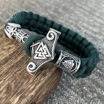 Bracelet Viking Marteau de Thor & Valknut – Corde Tressée Nordique - Nordikfuri