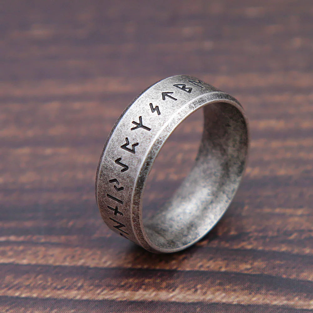 Bague Viking Runiques En Acier 316L – Style Nordique