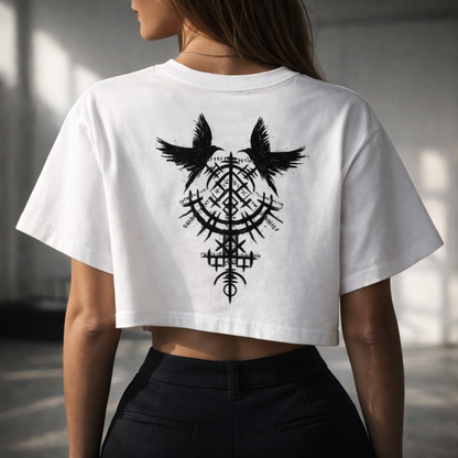 Nordic Raven Crop Top – Viking Back Print. - Nordikfuri