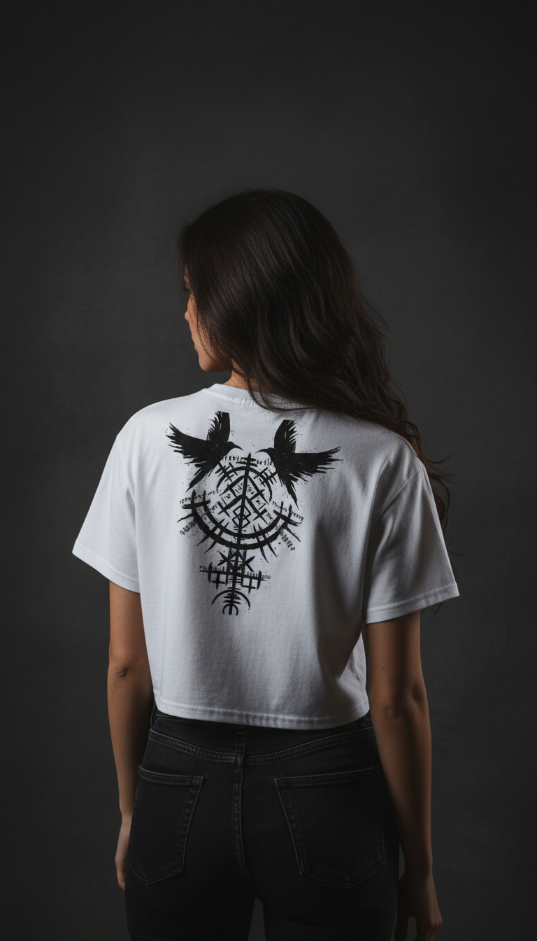 Nordic Raven Crop Top – Viking Back Print. - Nordikfuri