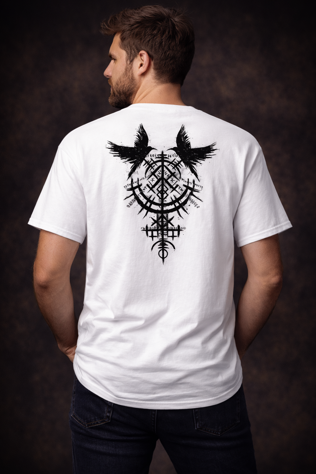 T-shirt Viking Corbeaux Nordiques – Impression Dos. - Nordikfuri