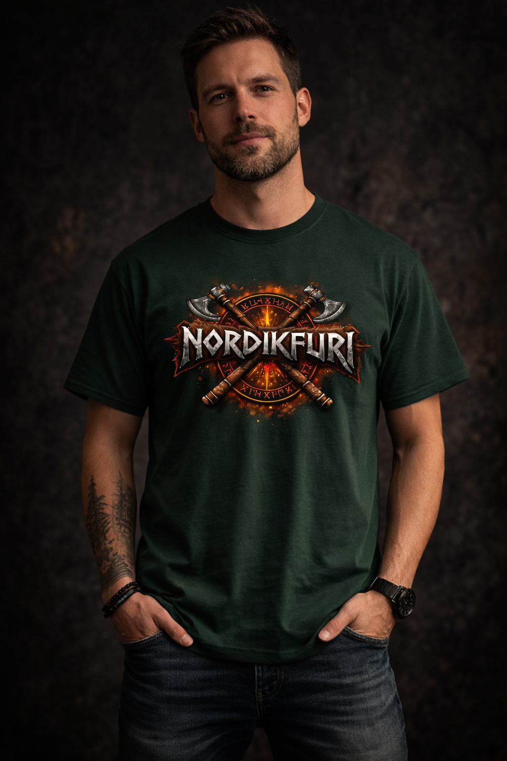 Viking Raven Runic Circle T-Shirt | NordikFuri. - Nordikfuri
